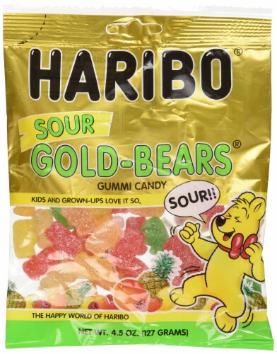 Haribo Sour Gold Bears Gummies Bag, 4.5 oz Perspective: front