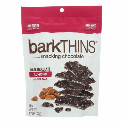 Bark Thins - Snacking Chocolate Dark Chocolate Almond with Sea Salt 4.70 Ounces (Case of 12) Perspective: front
