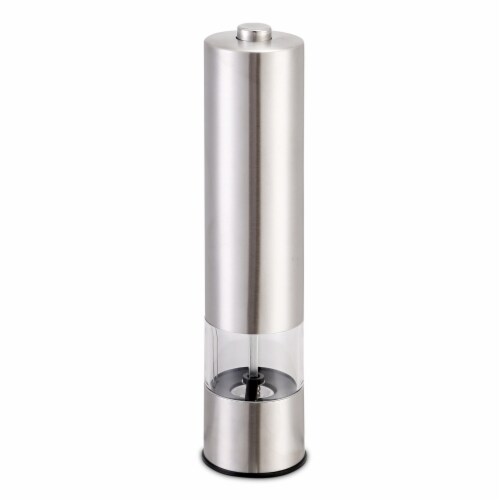 1pc Gravity Electric Pepper And Salt Grinder, Adjustable Coarseness,  Battery Powered, With Led Light, One-hand Automatic Operation, Stainless  Steel Black