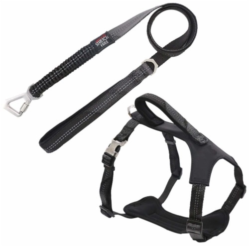 Pet Life Llc Shock Absorbing Reflective Dog Leash and Harness Combo Black L 1 PACK Fred Meyer