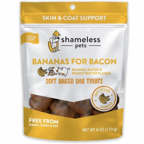 Natural, Grain-Free Dog Biscuits | Made w/Upcycled Ingredients in USA | Bananas for Bacon Perspective: front