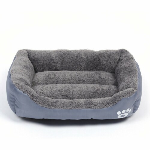 Washable Pet Dog Cat Bed Puppy Cushion House Pet Soft Warm Kennel Dog Mat Blanket (Grey-L) Perspective: front