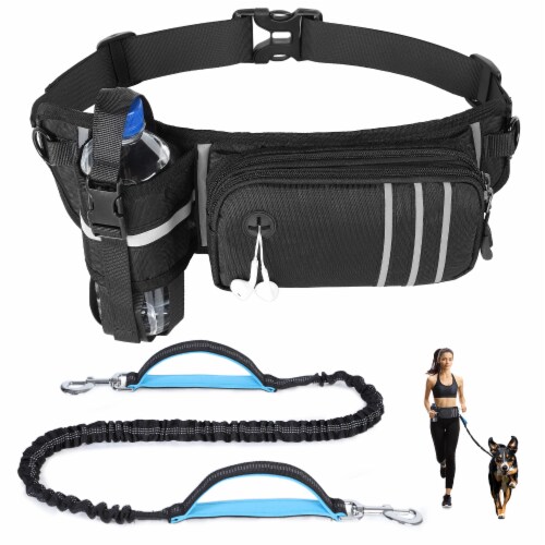 Zipper Pouch for Medium Large Dogs Running Walking Training Hiking Adjustable Waist Belt 1 Pack QFC