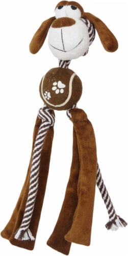 Pet Life Llc Tennis Pawl Rope Squeaker And Crinkle Dog Toy Perspective: front