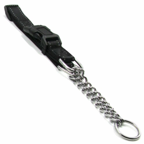 Pet Life Tutor-Sheild Martingale Safety and Training Chain Dog Collar (Black - Lerge) Perspective: front