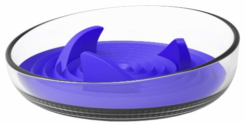 Pet Life Cirlicue Shark Fin Shaped Modern Slow Feeding Pet Bowl (Blue) Perspective: front