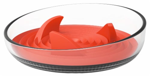Pet Life Cirlicue Shark Fin Shaped Modern Slow Feeding Pet Bowl (Orange) Perspective: front