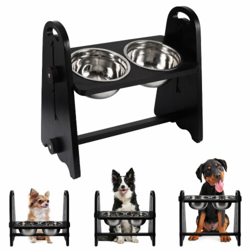 Elevated Dog Bowls, 4 Height Adjustable Raised Dog Bowl with 2 Stainless  Steel Dog Food Bowls for Small Medium Large Dogs and Pets(Black)