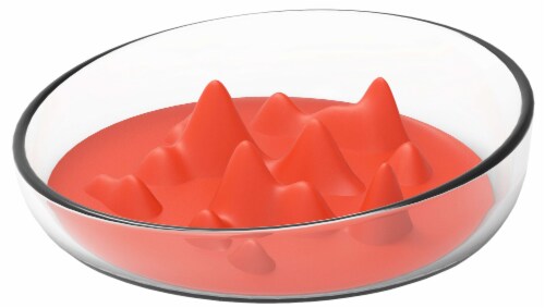 Pet Life Cirlicue Mountain Shaped Modern Slow Feeding Pet Bowl (Orange) Perspective: front