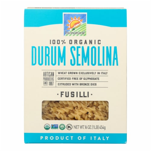 Bionaturae Pasta - Organic - 100 Percent Durum Semolina - Fusilli - 16 oz - case of 12 Perspective: front