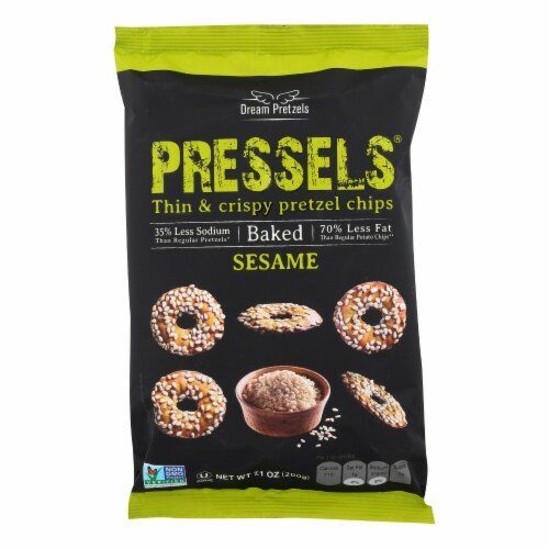Pressel's Sesame Baked This and Crispy Pretzel Chips Perspective: front