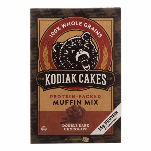 Kodiak Cakes Power Bake Double Dark Chocolate Protein Packed Muffin Mix  - Case of 6 - 14 OZ Perspective: front