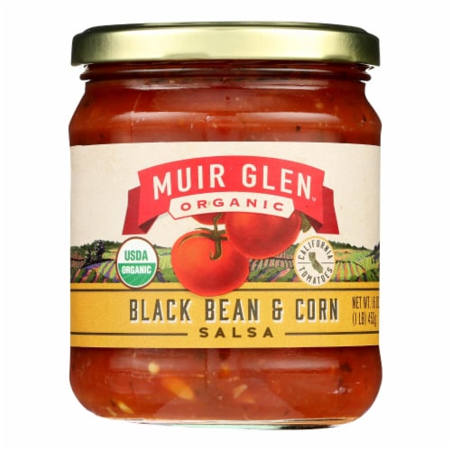 Muir Glen Black Bean Corn Med Salsa - Tomato - Case of 12 - 16 oz. Perspective: front