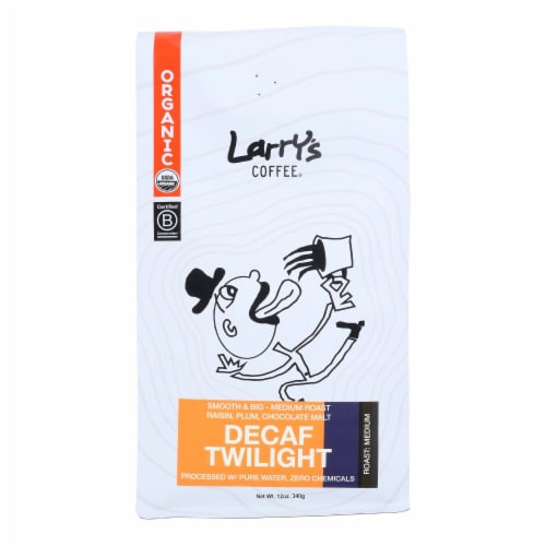Larry's Coffee Decaf Twilight Coffee Beans  - Case of 6 - 12 OZ Perspective: front