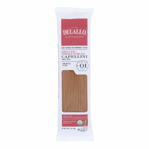 Delallo – Organic Whole Wheat Capellini Pasta – Case of 16 – 1 lb.