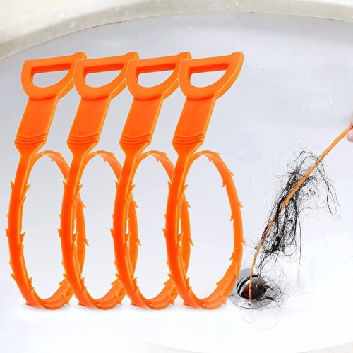 Simple Craft 5 Pack 20-inch Plumbing Snake Drain Clog Remover - Orange