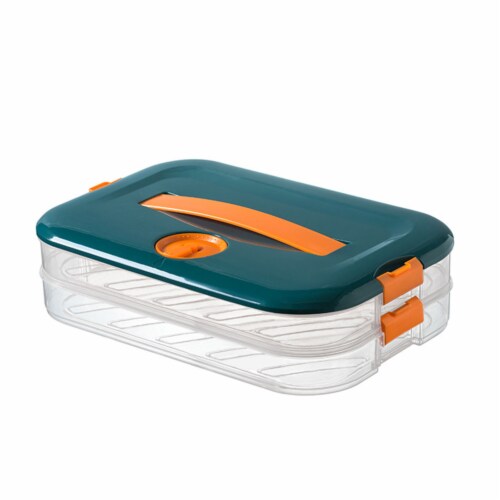 Department Store 1pc Refrigerator Dumpling Storage Box; Frozen Household Large (Two-layer) Perspective: front