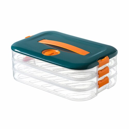 Department Store 1pc Refrigerator Dumpling Storage Box; Frozen Household Large (Three-layer) Perspective: front