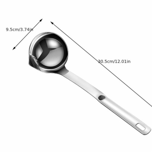Department Store 1pc 304 Stainless Steel Oil Filter Spoon; Separating Ladle; Kitchen Gadget Perspective: front