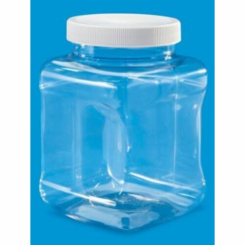 Food Grade PET Plastic Square Grip Storage Jar w/ Cap - 16 Fluid Ounces- BUY 1 GET 1 FREE Perspective: front