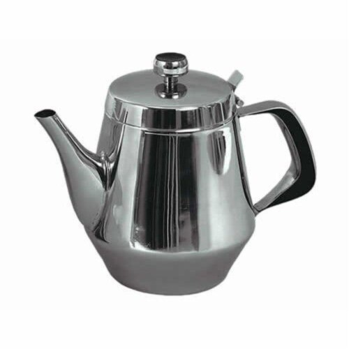 Stainless Steel Gooseneck Tea Pot w/Vented Hinged Lid, 20 Fluid Ounces (2-3 Cups) Perspective: front