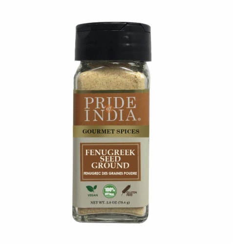 Pride of India Fenugreek Seed Ground 2.8 oz. Small Dual Sifter Jar Perspective: front