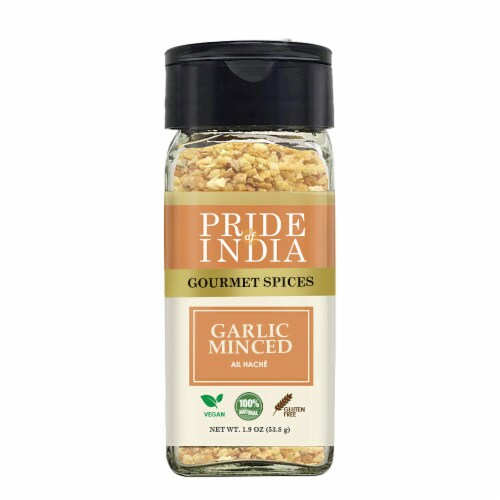 Garlic Minced,  Gourmet Seasoning  Ideal for Dips/Sauces/Bread/Salad/Stir-Fries - 1.9 oz Perspective: front