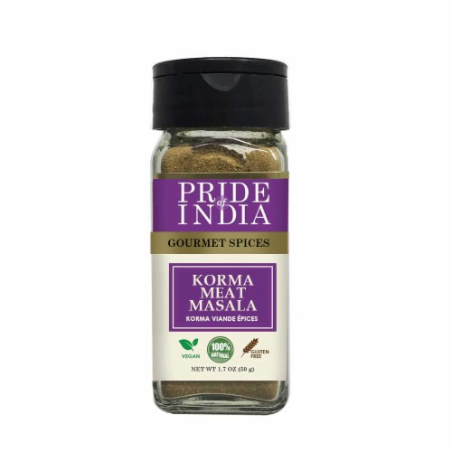 Korma Meat Masala Mix Seasoning Spice Blend 1.7 oz. Small Dual Sifter Bottle Perspective: front