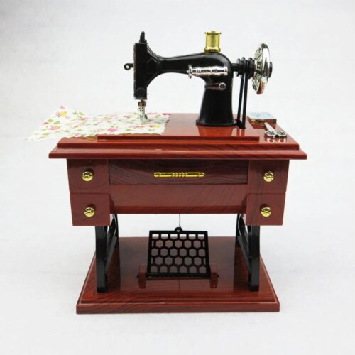 Sewing Machine Music Box Home Decoration Valentines Day Gift for Girlfriend Perspective: front