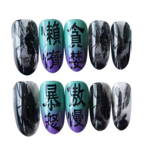 Jealousy Purple Black Sharp False Fingernails Artificial False