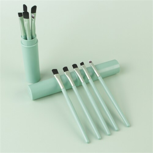 Makeup Brushes Set 5Pcs Soft Bristles Portable Eye Brushes for Women & Girls (Green) Perspective: front