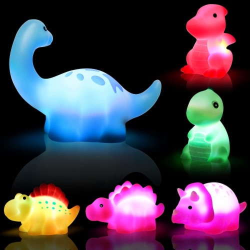 6 Pc Dinosaur Light-Up Floating Bath Toys Set For Baby Toddlers