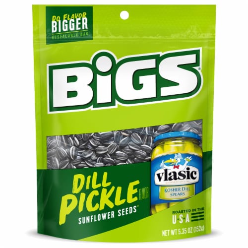 BIGS Vlasic Dill Pickle Sunflower Seeds, 5.35 Oz - (Case of 12) Perspective: front