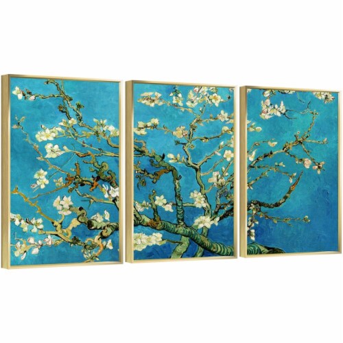 Framed Canvas Wall Paintings-Apricot Blossoms on Branch-Aesthetic Prints for Interior Décor Perspective: front