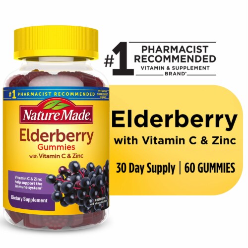Elderberry with Vitamin C and Zinc Gummies; Dietary Supplement; 60