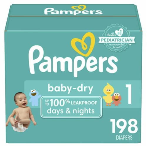 Pampers Baby Dry Diapers - Size 1, 198 Diapers - Foods Co.