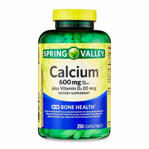 Spring Valley Calcium Plus Vitamin D Tablets Dietary Supplement, 250