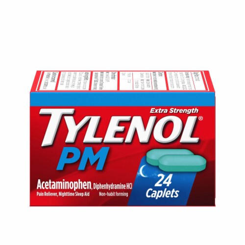 PM Extra Strength Pain Reliever & Sleep Aid Caplets Perspective: front