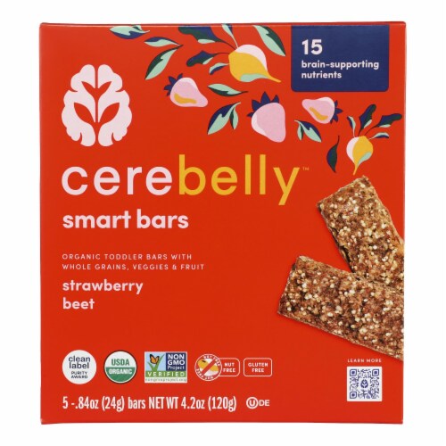 Cerebelly - Smart Bar strawberry Beet - Case of 6-4.2 OZ Perspective: front