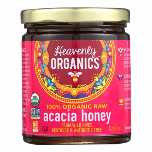 Heavenly Organics Organic Honey - Acacia Honey - Case of 6 - 12 oz. Perspective: front