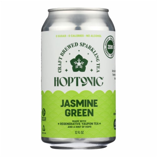 Hoptonic Tea - Sparkling Green Tea Jasmine - Case of 6-12 FZ Perspective: front