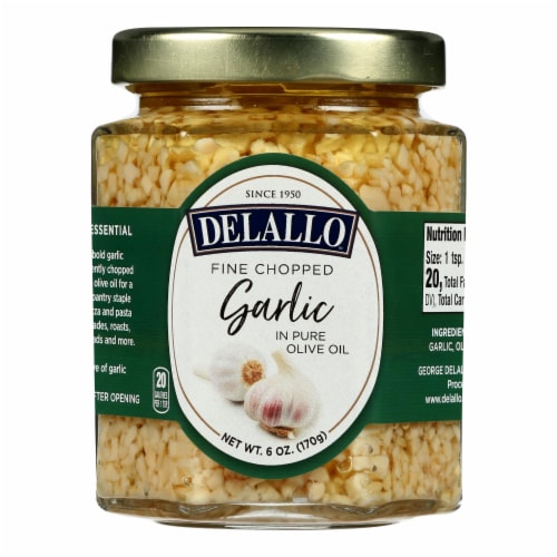 Delallo Fine Chopped Garlic In Pure Olive Oil - Case of 12 - 6 OZ Perspective: front