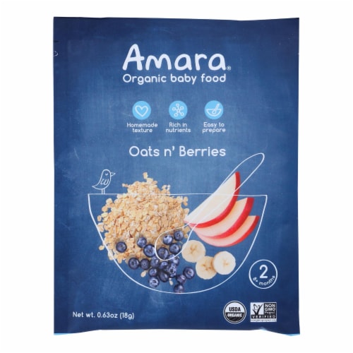 Amara - Baby Food Oats N Berry - Case of 5 - .63 OZ Perspective: front