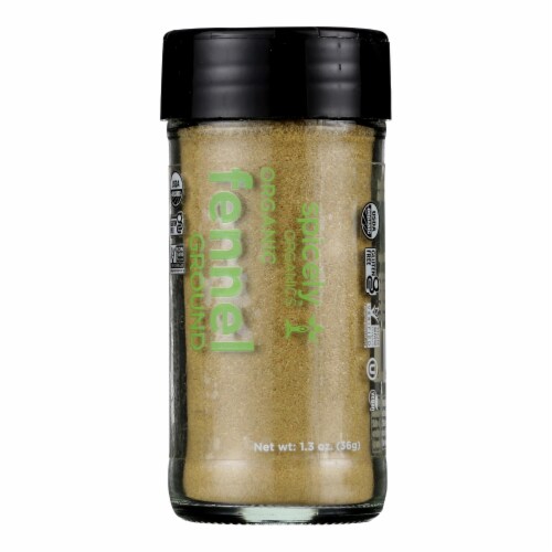 Spicely Organics - Organic Fennel - Ground - Case of 3 - 1.3 oz. Perspective: front