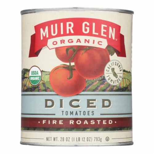 Muir Glen Organic Diced Fire Roasted Tomato - Tomato - Case of 12 - 28 oz. Perspective: front