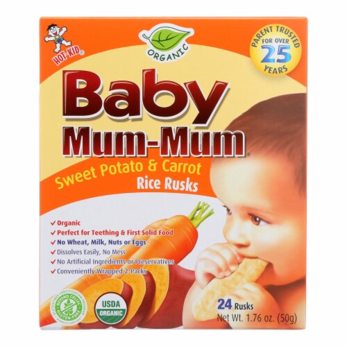 Baby Mum Mum Organic Baby Teeth Rice Rusk Organic Snack With Sweet Potato And Carrot Flavor Perspective: front