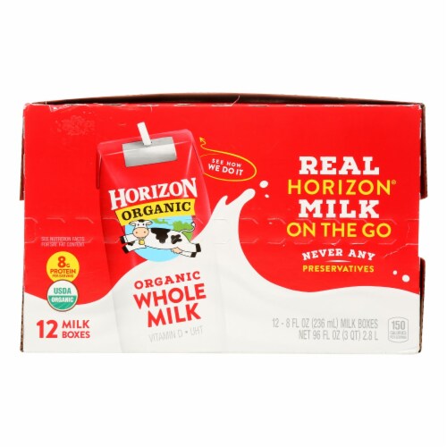 Horizon Organic Dairy - Milk Asptc Plain Whole - 1 Each - 12/8 FZ Perspective: front