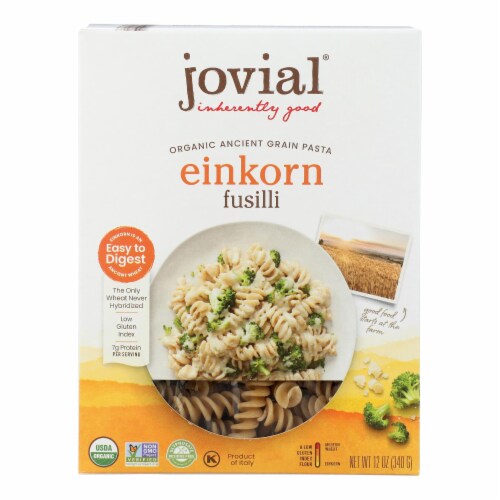 Jovial - Gluten Free Brown Rice Pasta - Fusilli - Case of 12 - 12 oz. Perspective: front