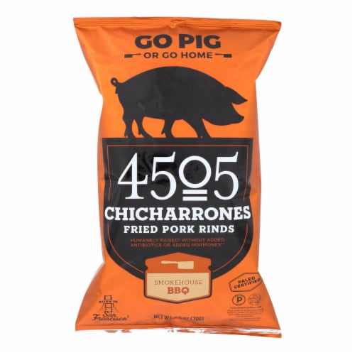4505 - Pork Rinds - Chicharones - Smokehouse BBQ - Case of 12 - 2.5 oz Perspective: front