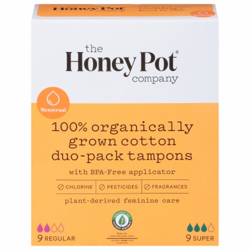 The Honey Pot - Dual-pack Tampons Pltc Applicator Unsent - 1 Each-18 CT Perspective: front